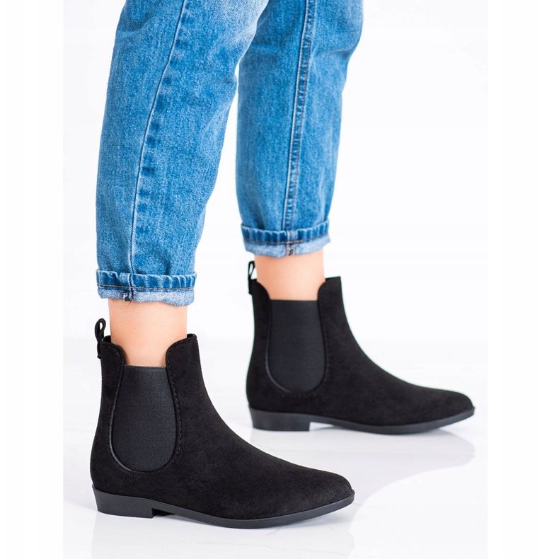 SHELOVET Bottes en daim noires le noir 1