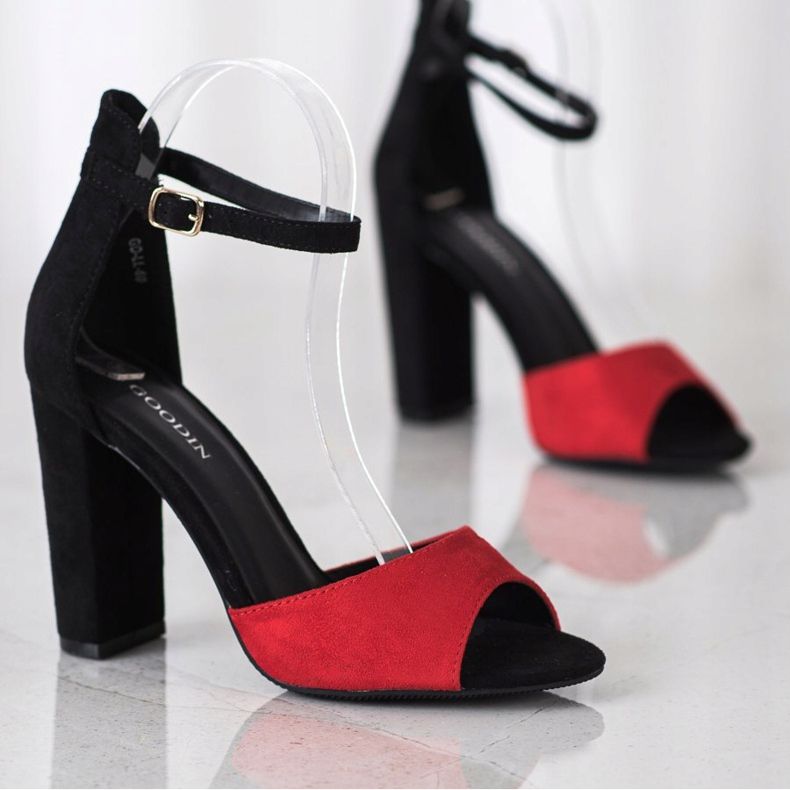 Goodin Sandales en daim sur un bar le noir rouge 1