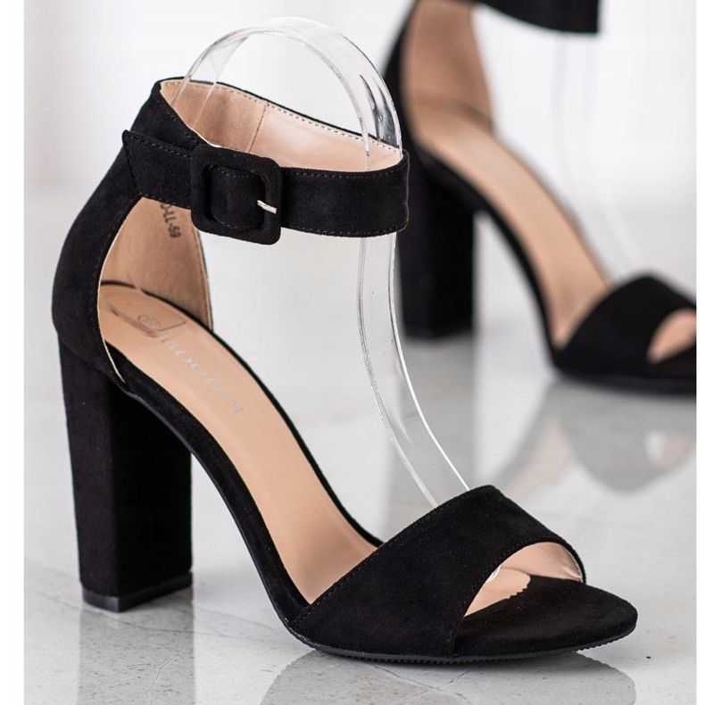 Goodin Sandales noires sur un poste élevé 1