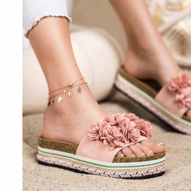 SHELOVET Pantoufles Sur La Plate-Forme Avec Ornement rose 1