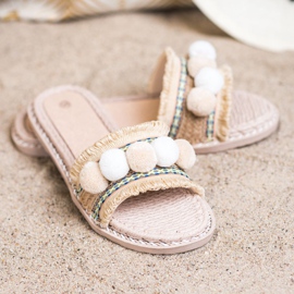 SHELOVET Chaussons À Pompons brun 2