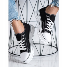 SHELOVET Baskets avec cuir écologique sur la plate-forme noir 2