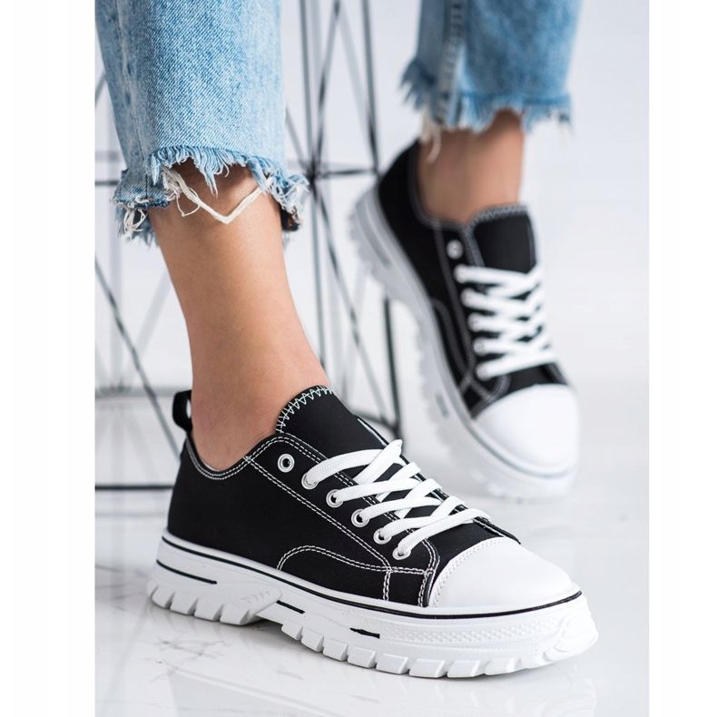 SHELOVET Baskets avec cuir écologique sur la plate-forme noir 1