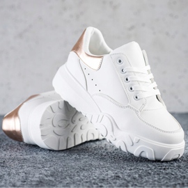 SHELOVET Baskets blanches à la mode doré 1