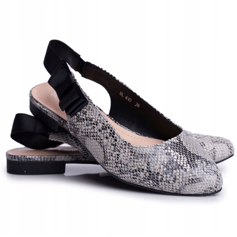 Ballerines Femme Sergio Leone Gris Serpent BL615 Lilon beige noir 5
