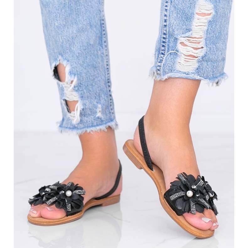 Sandales noires à tongs de Tristan 1