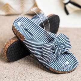 Bona Chaussons À Noeud Rayé blanche bleu 1