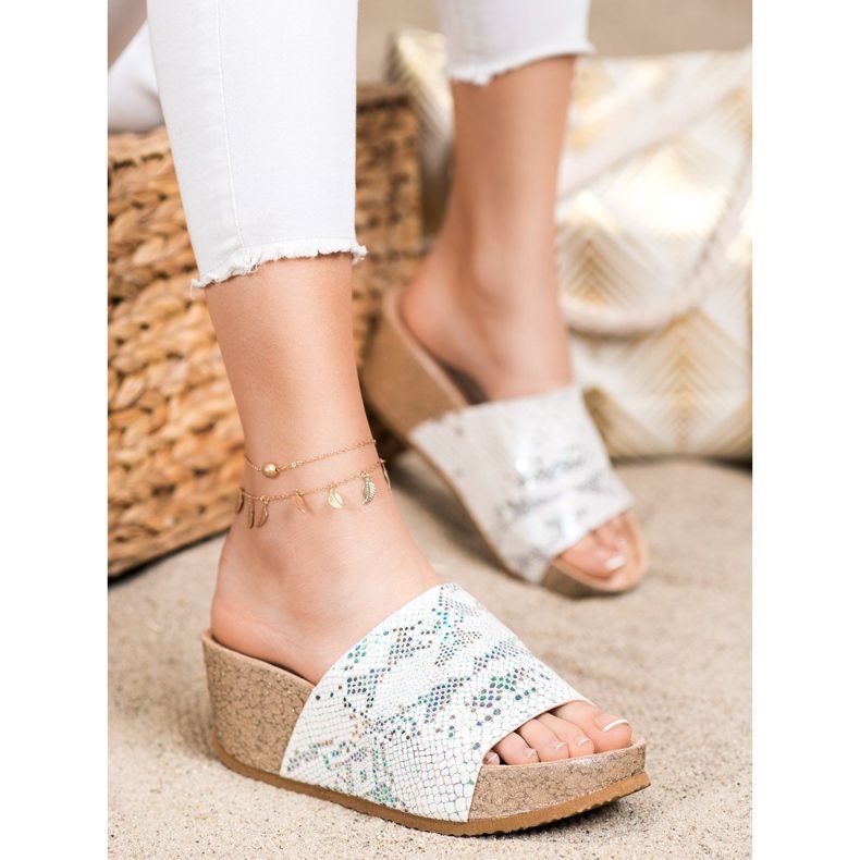 Bona Pantoufles Compensées Blanches 1