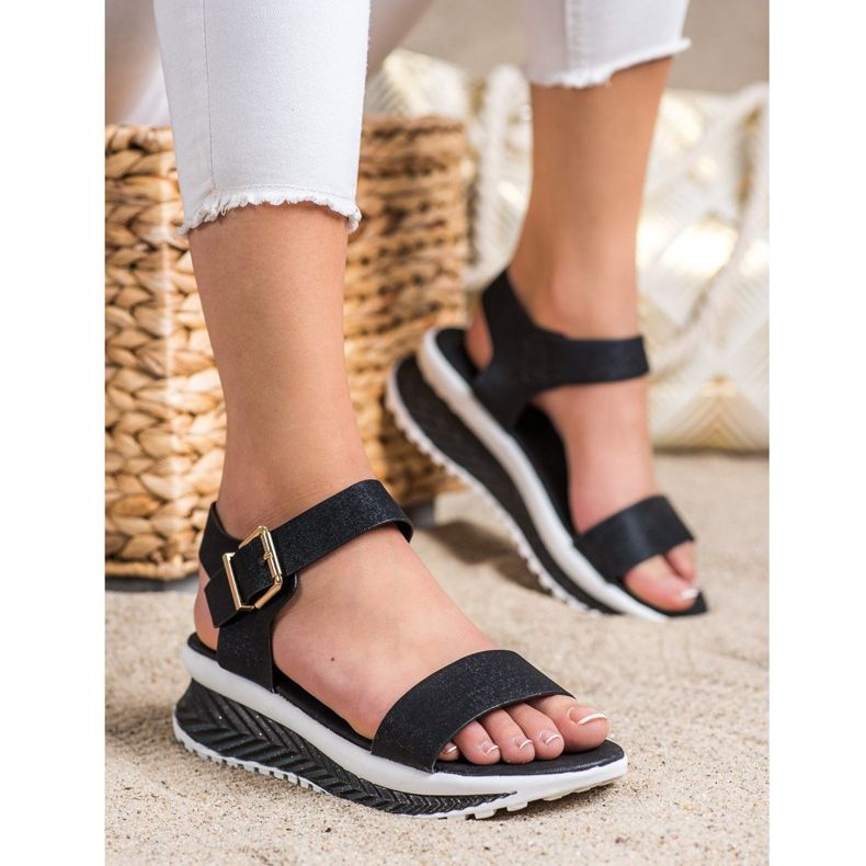 Groto Gogo Sandales Sur La Plateforme Avec Des Paillettes le noir 1 Groto Gogo Sandales Sur La Plateforme Avec Des Paillettes le noir 1