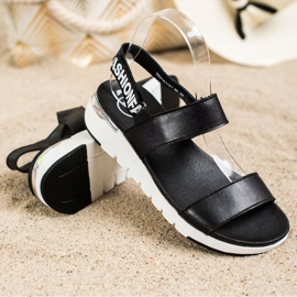 Filippo Sandales en cuir avec velcro noir 1