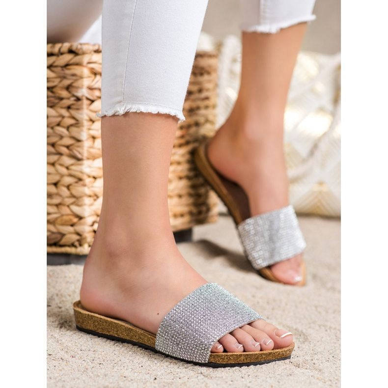 Bona Pantoufles Élégantes Avec Cubic Zirconia argent 1