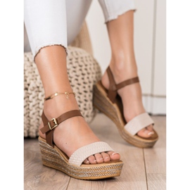 Bona Sandales compensées à la mode beige brun 1