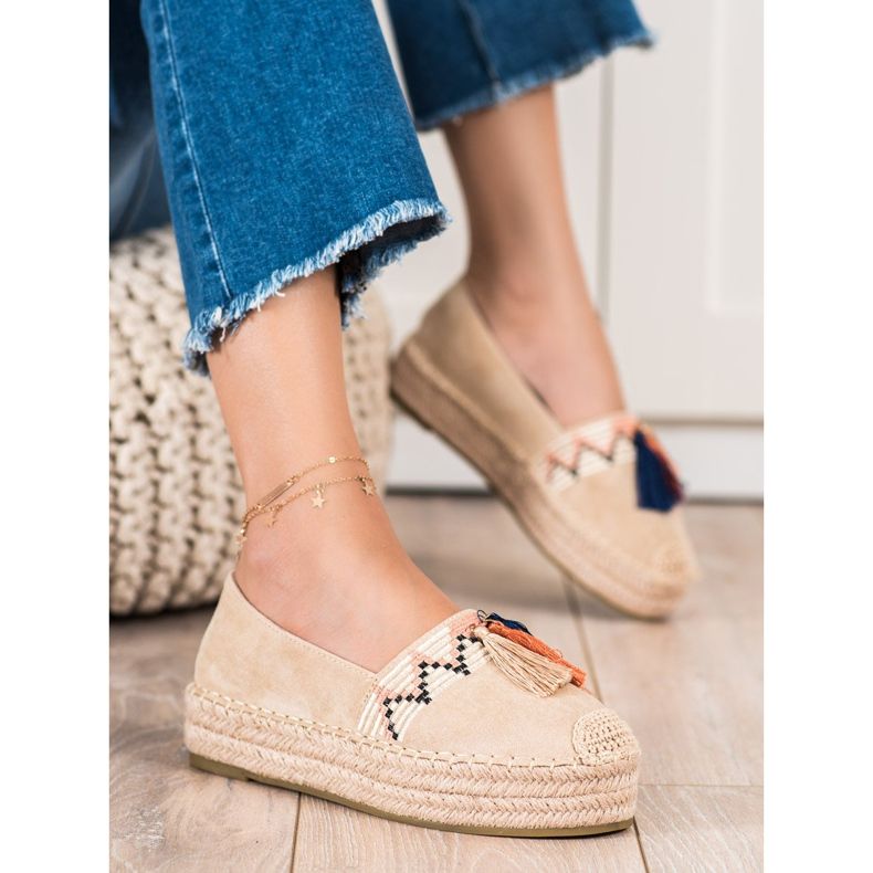Coura Espadrilles En Daim À Franges beige 1