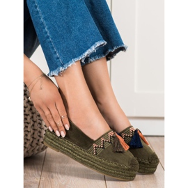 Coura Espadrilles En Daim À Franges vert 3
