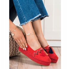Coura Espadrilles En Daim À Franges rouge 3