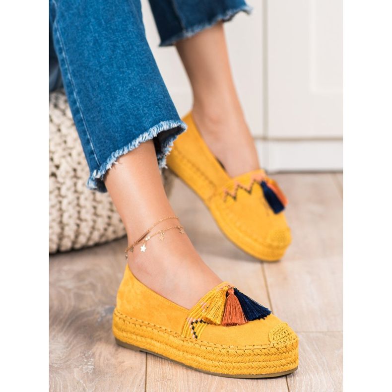 Coura Espadrilles En Daim À Franges jaune 1