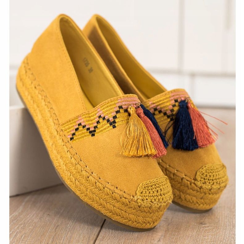 Coura Espadrilles En Daim À Franges jaune 2
