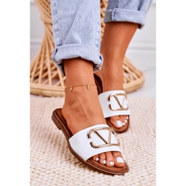 Nicole Chaussons Classiques Femme en Cuir Blanc Evie blanche d'or 3