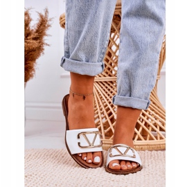 Nicole Chaussons Classiques Femme en Cuir Blanc Evie blanche d'or 4