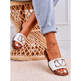 Nicole Chaussons Classiques Femme en Cuir Blanc Evie blanche d'or 5