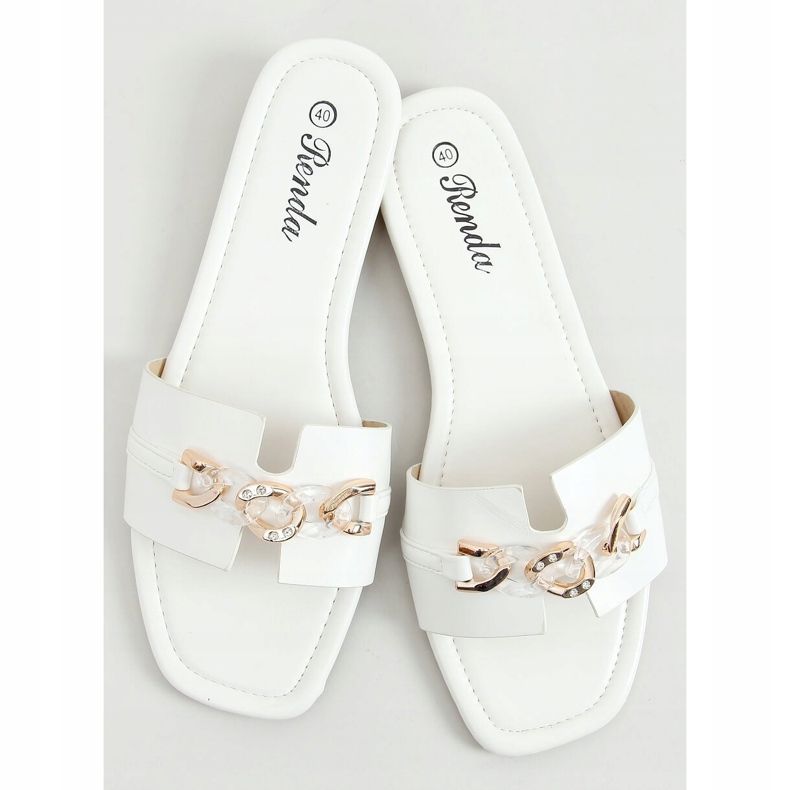 Chaussons avec chaîne décorative blanc 35-230 Blanc 1