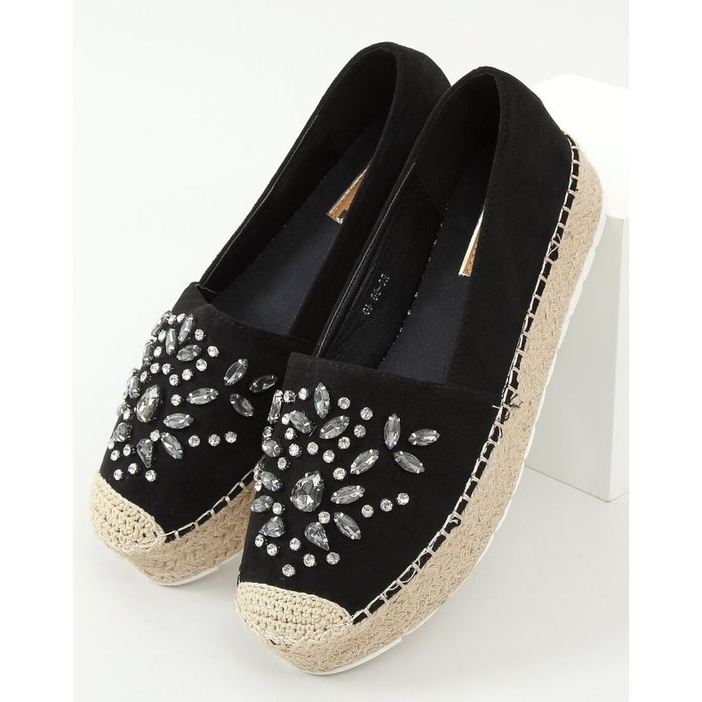 RC-96 Espadrilles noires avec pierres le noir 1