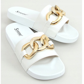 Blanc CK203 Chaussons blancs avec une chaîne blanche 1
