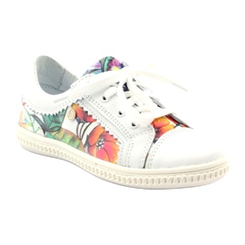 Chaussures fille fleurs Bartek 15524 blanc violet orange vert 1