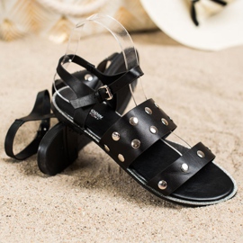Goodin Sandales noires à strass le noir 1