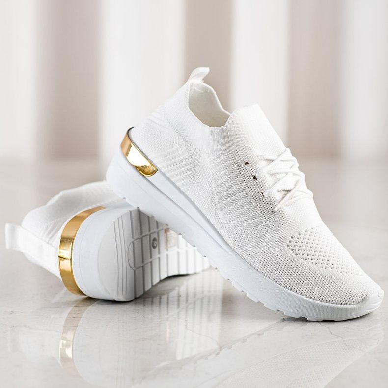 SHELOVET Baskets à enfiler confortables blanche 1 SHELOVET Baskets à enfiler confortables blanche 1