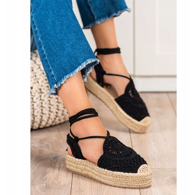 Seastar Espadrilles Nouées Sur La Plateforme noir 1