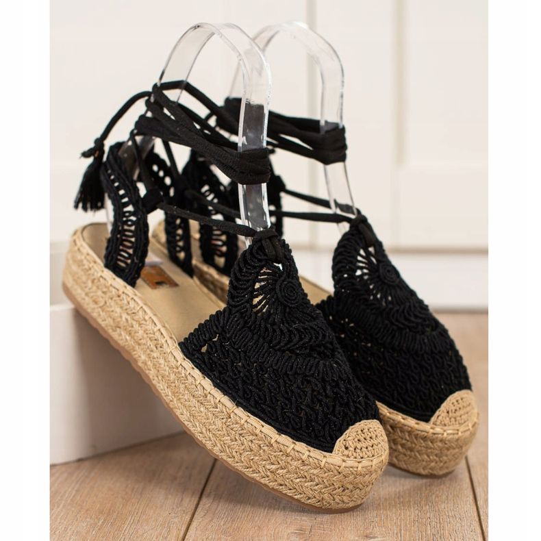 Seastar Espadrilles Nouées Sur La Plateforme noir 2