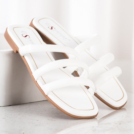 Seastar Pantoufles En Cuir Éco Avec Lanières blanche 2