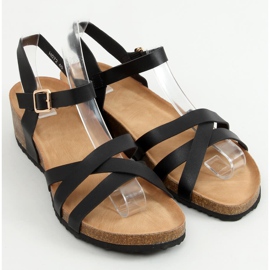 Sandales noires sur talon compensé en liège H072 Negro le noir 1