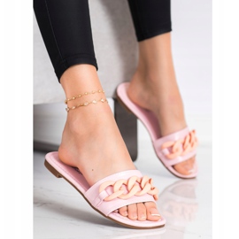 Ideal Shoes Pantoufles roses à la mode 1