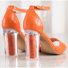 Renda Sandales à talon transparent orange 1