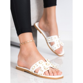 SHELOVET Pantoufles À La Mode Avec Strass blanc 1