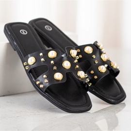SHELOVET Pantoufles À La Mode Avec Strass le noir 1