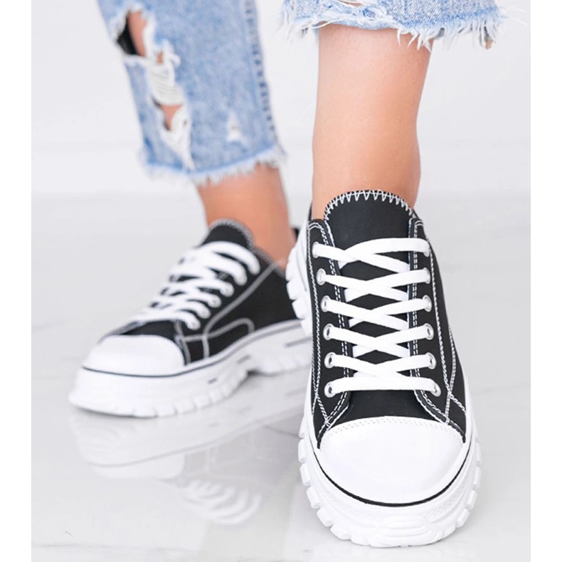 Baskets femme noires sur semelle épaisse Georgia le noir 1 Baskets femme noires sur semelle épaisse Georgia le noir 1