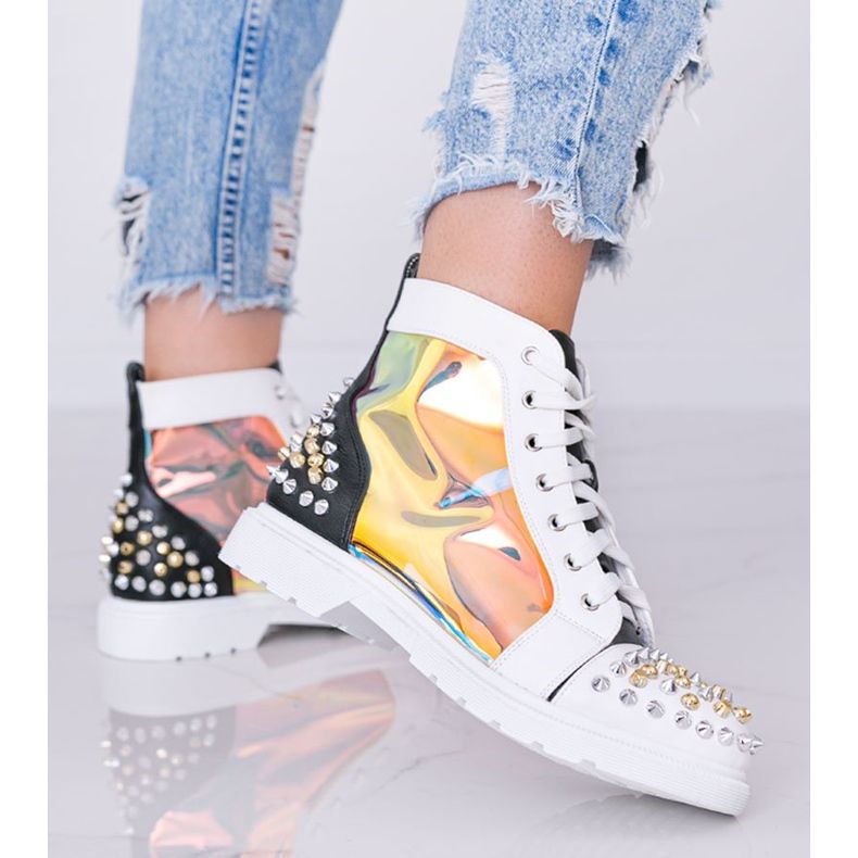 Boots transparentes noires et blanches à clous Lea 1