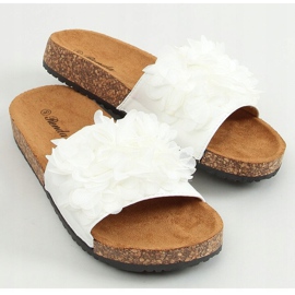 Chaussons en liège blanc à fleurs 620-73 Blanc blanche 1
