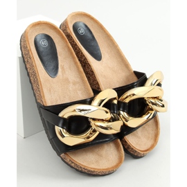 Chaussons noirs avec une chaîne épaisse noir CK201 Noir 1