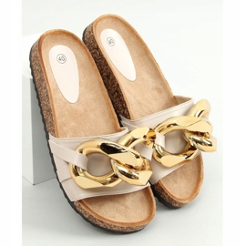 Chaussons Beiges avec une chaîne épaisse CK201 Beige 1