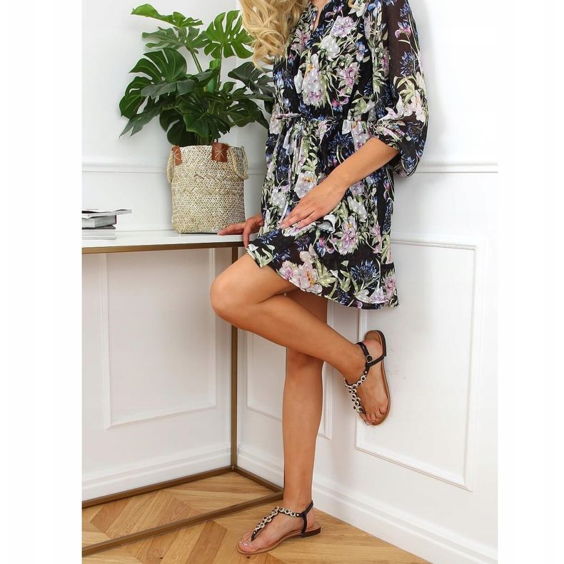 Sandales tongs avec pierres noir 620-71 Noir le noir 1