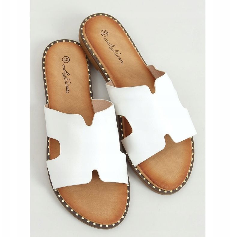 Pantoufles blanches pour femmes SL1525 Blanc 1