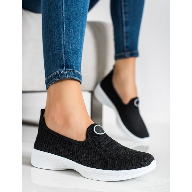 SHELOVET Chaussures de sport à enfiler le noir 1