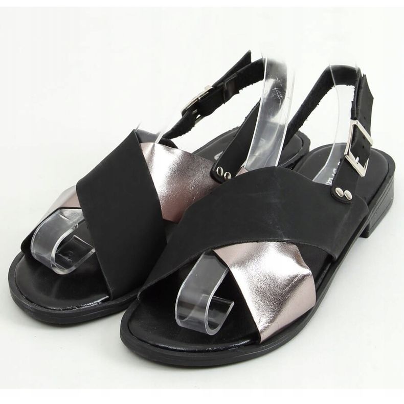 Sandales noires pour femmes S060117 Noir le noir argent 1