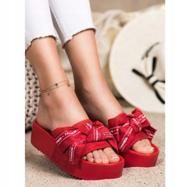 SHELOVET Pantoufles De Mode Avec Noeud rouge 2