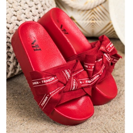 SHELOVET Pantoufles De Mode Avec Noeud rouge 1