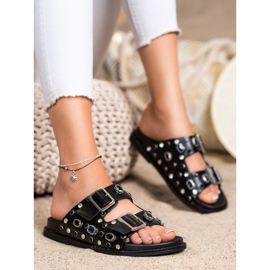 Seastar Pantoufles À La Mode Avec Des Cristaux le noir 1